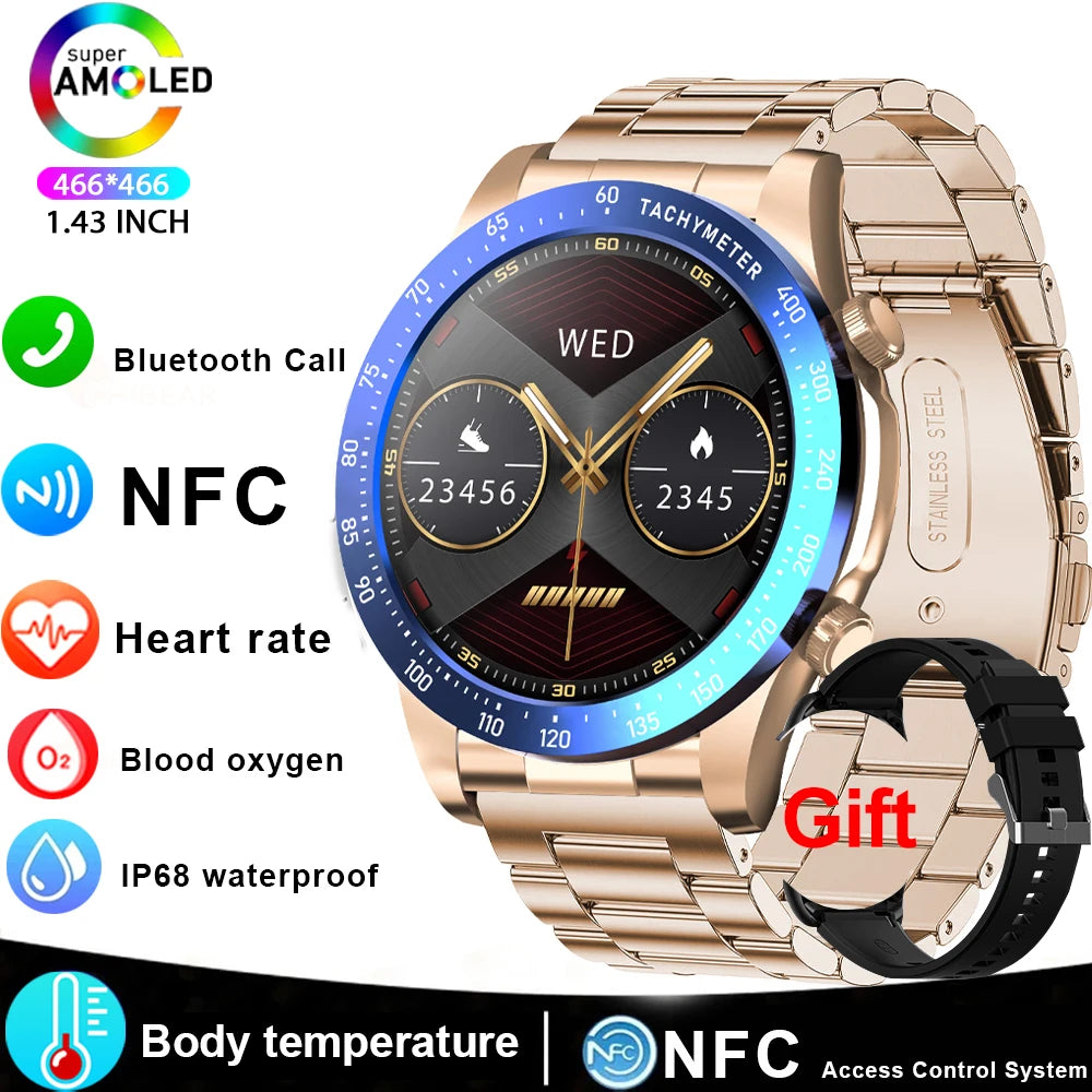 Smart Watch Men With AMOLED Screen Bluetooth Call Heart Rate