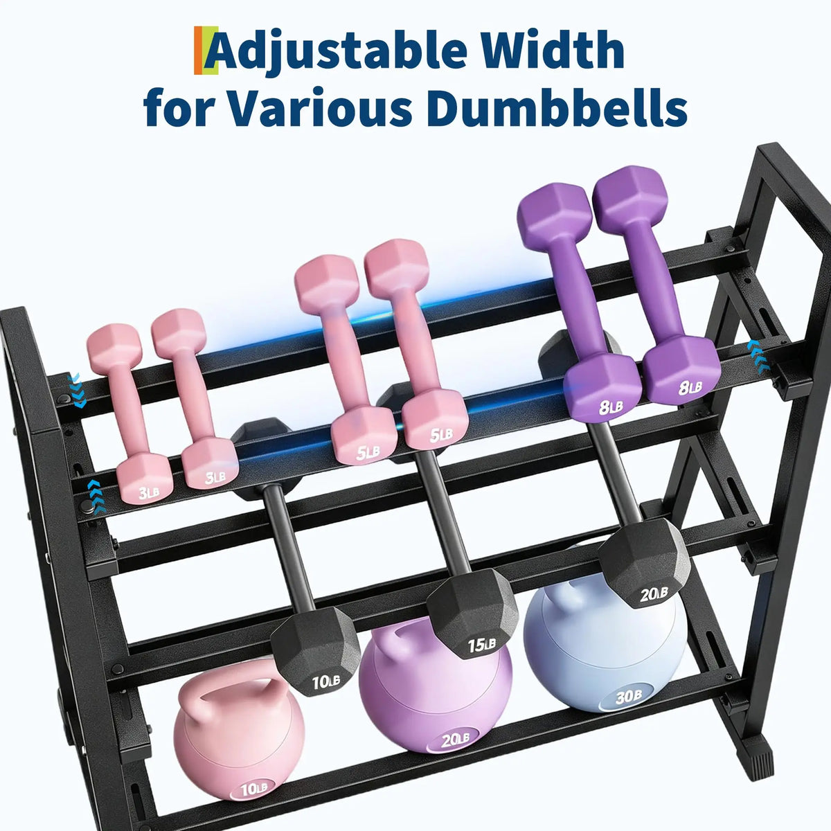 3-Tier Trapezoidal H-Frame Dumbbell Rack 1300LBS Capacity Weight Stand For Dumbbells Kettlebells Weight Plates Home Gym