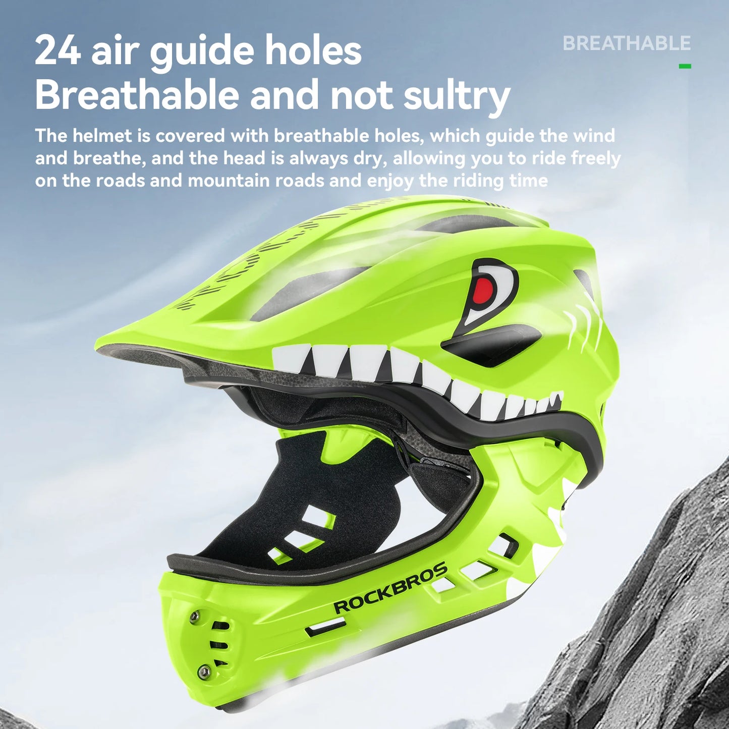Rockbros Child Detachable Full Face Impact Resistant Cycling Helmet