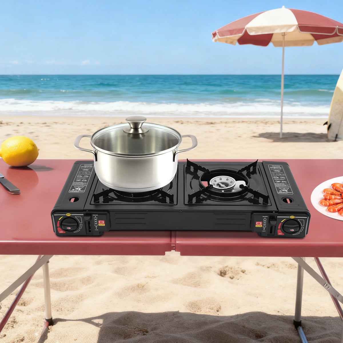 Portable Two Burner Camping Cooking Stove With Storage Case