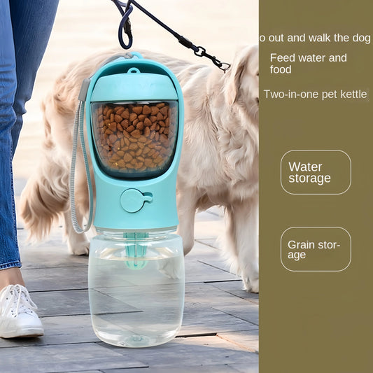 Portable Plastic Dog Cat Water Bottle With Storage Bowl