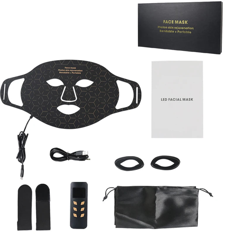 Portable LED Face Mask Light Therapy For Anti Aging Wrinkles Skin Rejuvenation