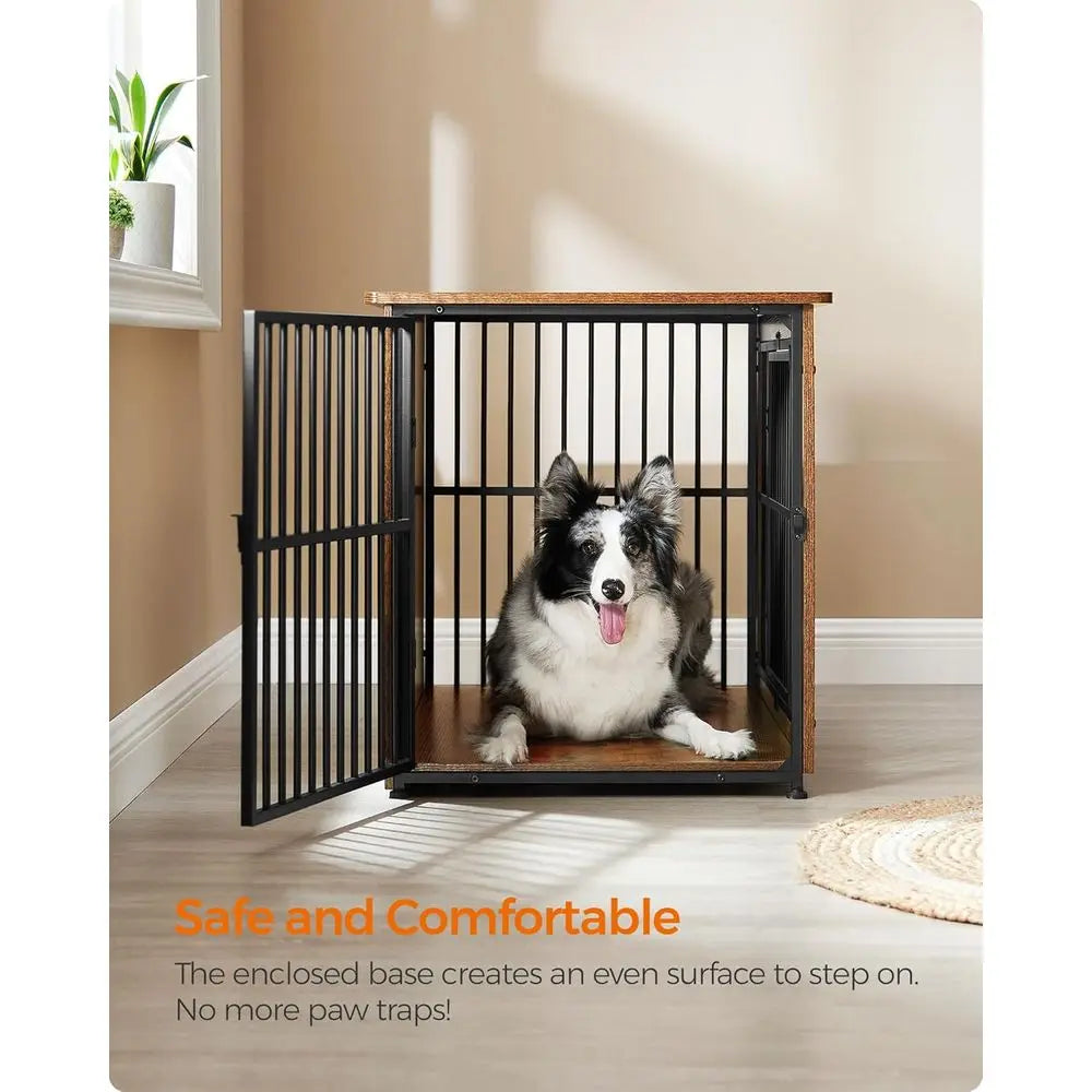 Heavy Duty Wooden Dog Crate Furniture With Side Table