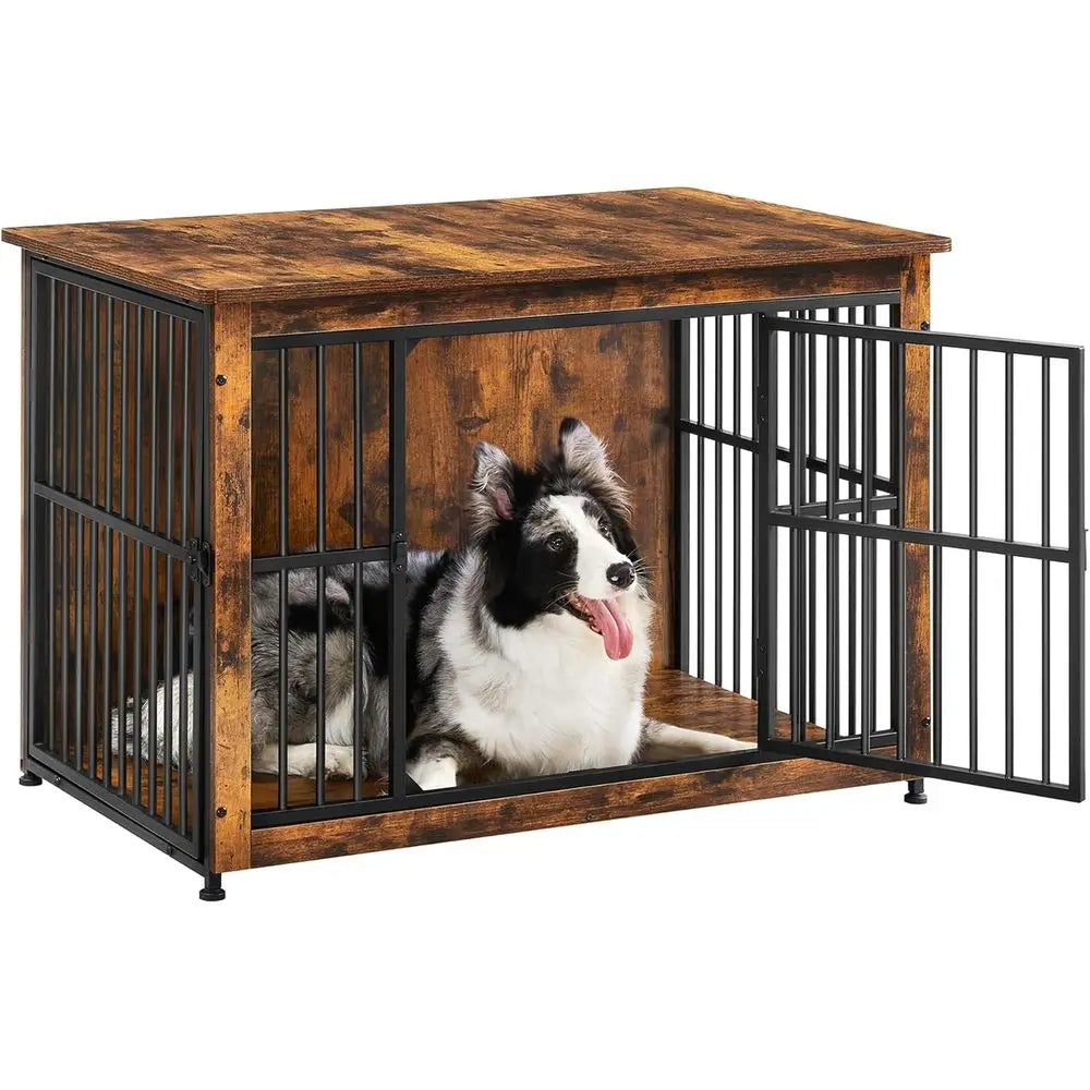 Heavy Duty Wooden Dog Crate Furniture With Side Table