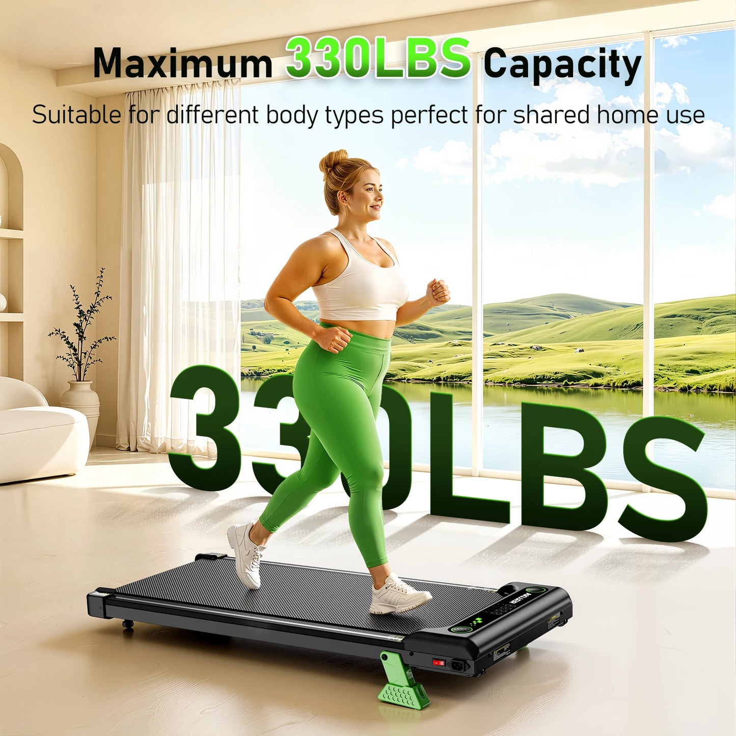 Akluer Walking Pad Under Desk Treadmill With Incline 2.5HP 300Lbs