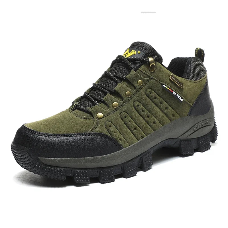 2026 New Men Shoes for Men Sneakers Leather Waterproof Mountaineering Camping Hiking Shoes Thick Sole Comfortable Running Shoes