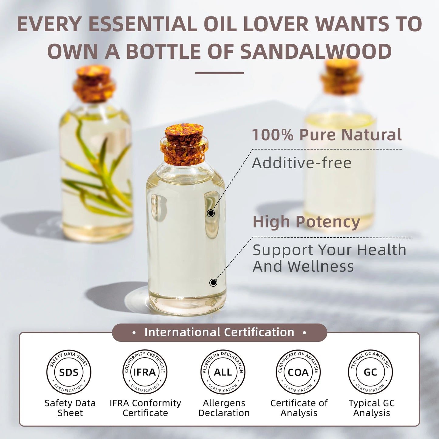 HIQILI Sandalwood Essential Oil Pure for Aromatherapy Diffuser
