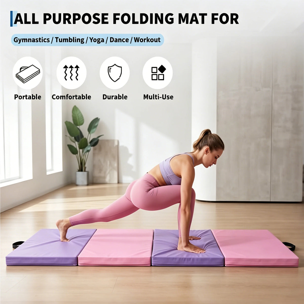 HiMISS Four Fold Gymnastics Mat For Home Gym Training