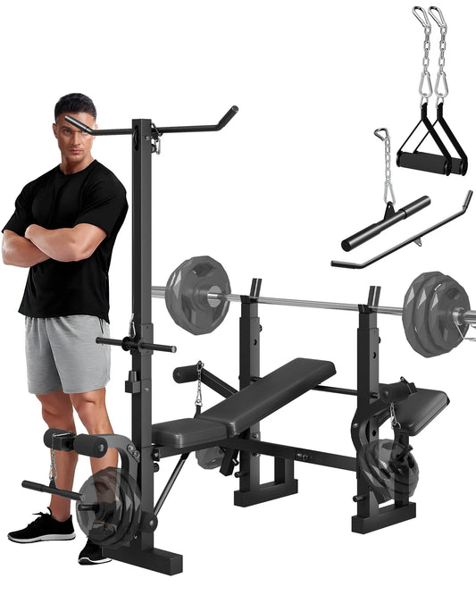 HiMISS 4 In 1 Adjustable Weight Bench With Leg Developer