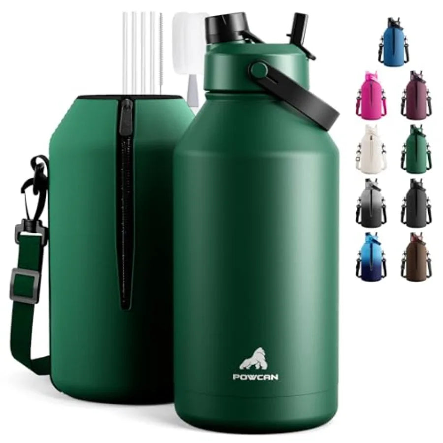 Leakproof Insulated Water Bottle With Straw Spout Lid