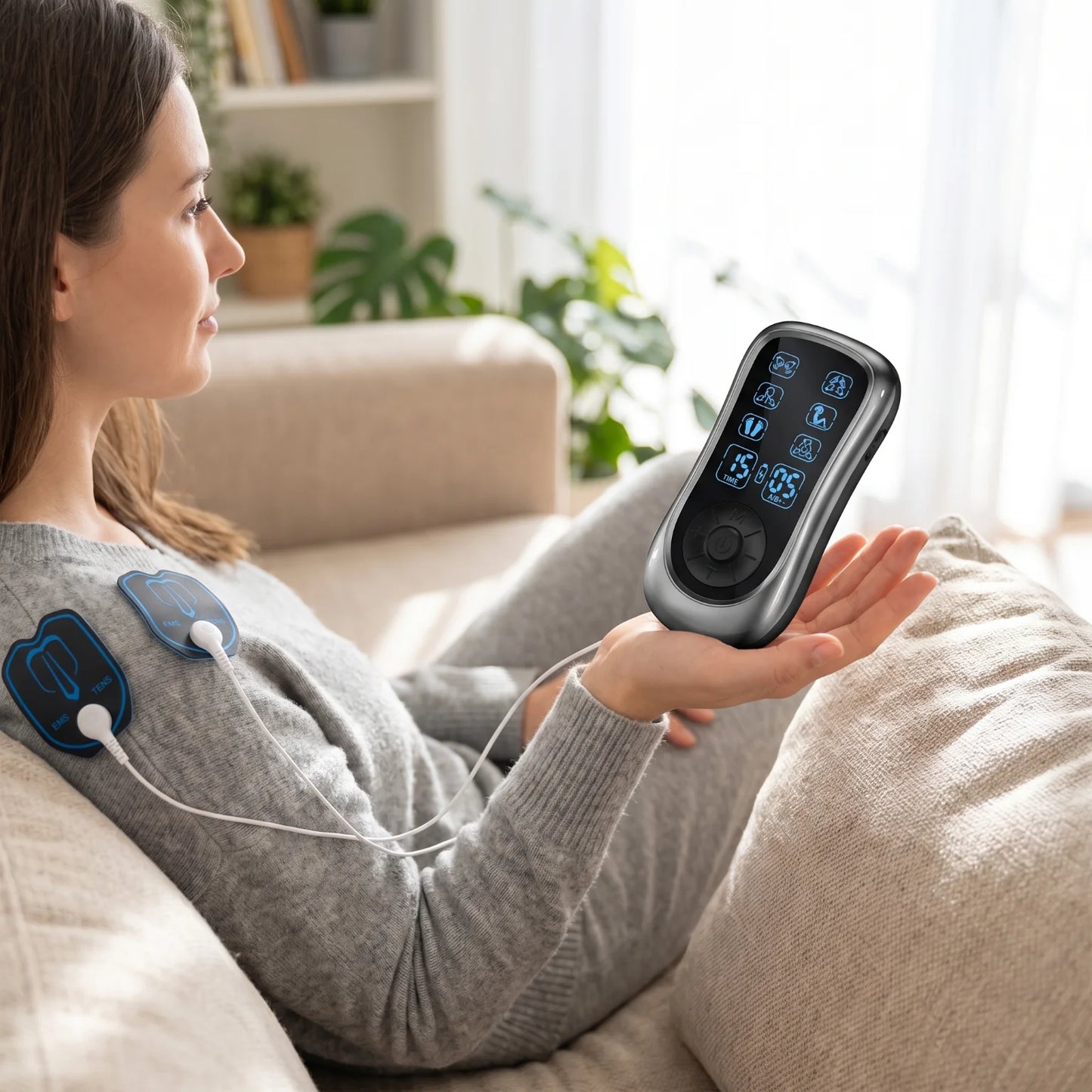 Dual Channel TENS EMS Muscle Stimulator 6 Modes 19 Intensity Levels Rechargeable