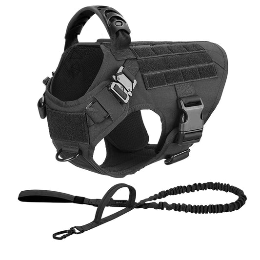 Tactical Dog Harness Leash Set Military Training Vest No Pull