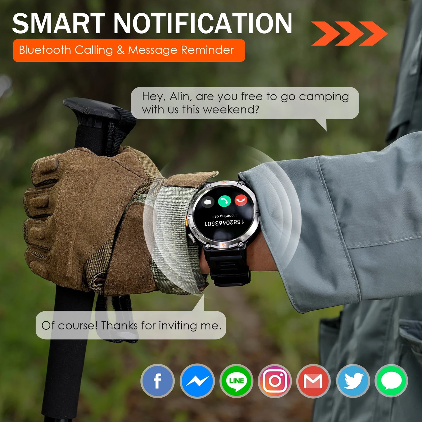 EIGIIS KE3 Smartwatch For Men Bluetooth Call Heart Rate Monitor Full Touch