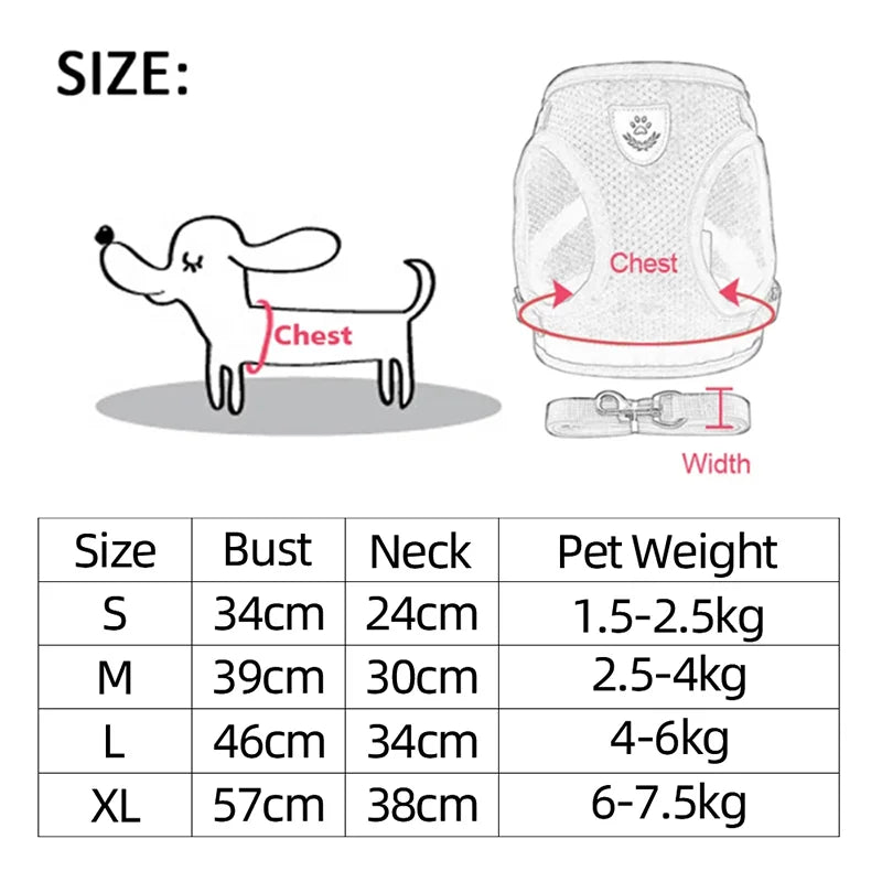 Adjustable Reflective Dog Harness With Leash