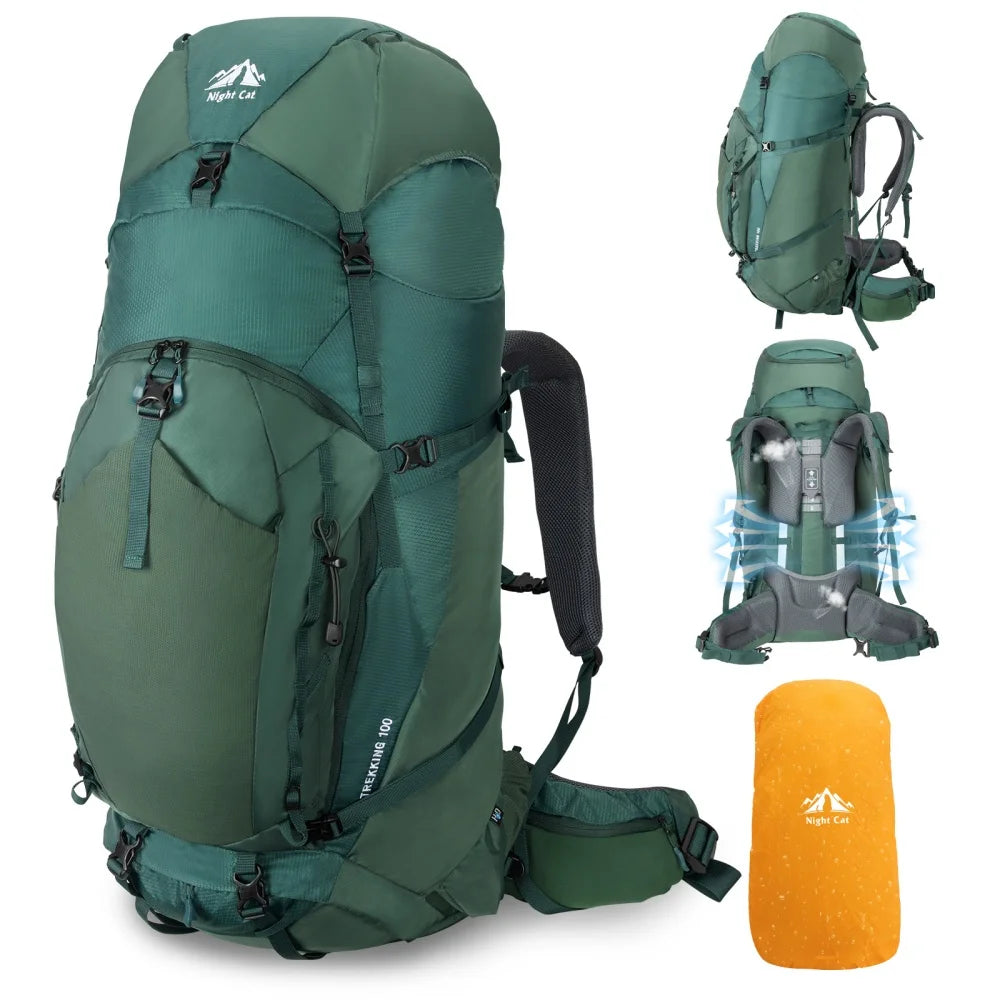Night Cat Nylon Internal Frame Hiking Backpack With Rain Cover