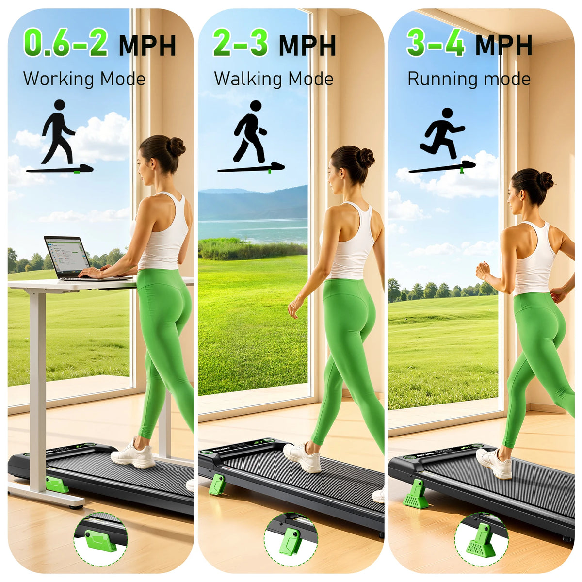 Akluer Walking Pad Under Desk Treadmill With Incline 2.5HP 300Lbs