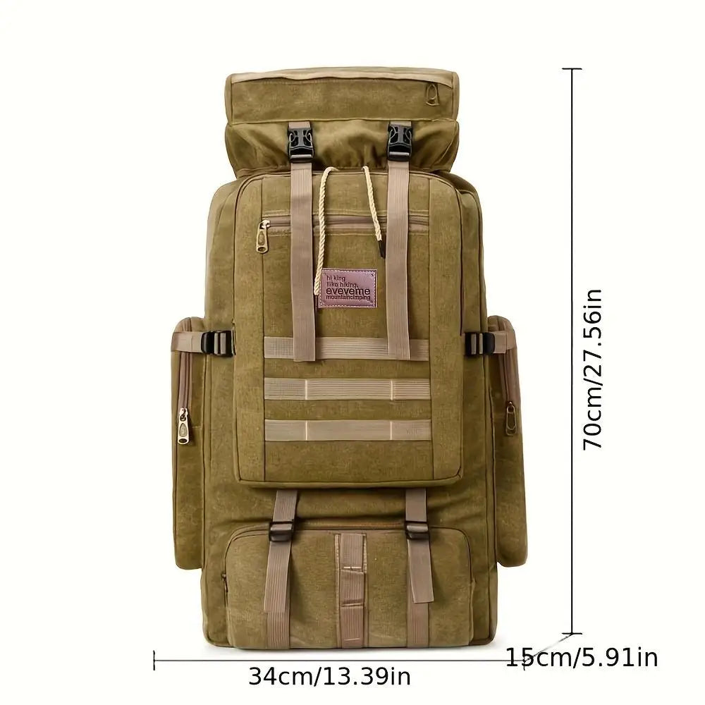 Canvas Hiking Daypack With Adjustable Straps And Hydration System