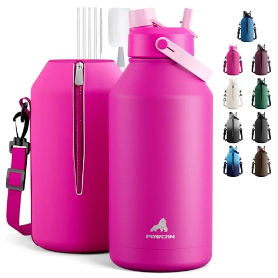 Leakproof Insulated Water Bottle With Straw Spout Lid