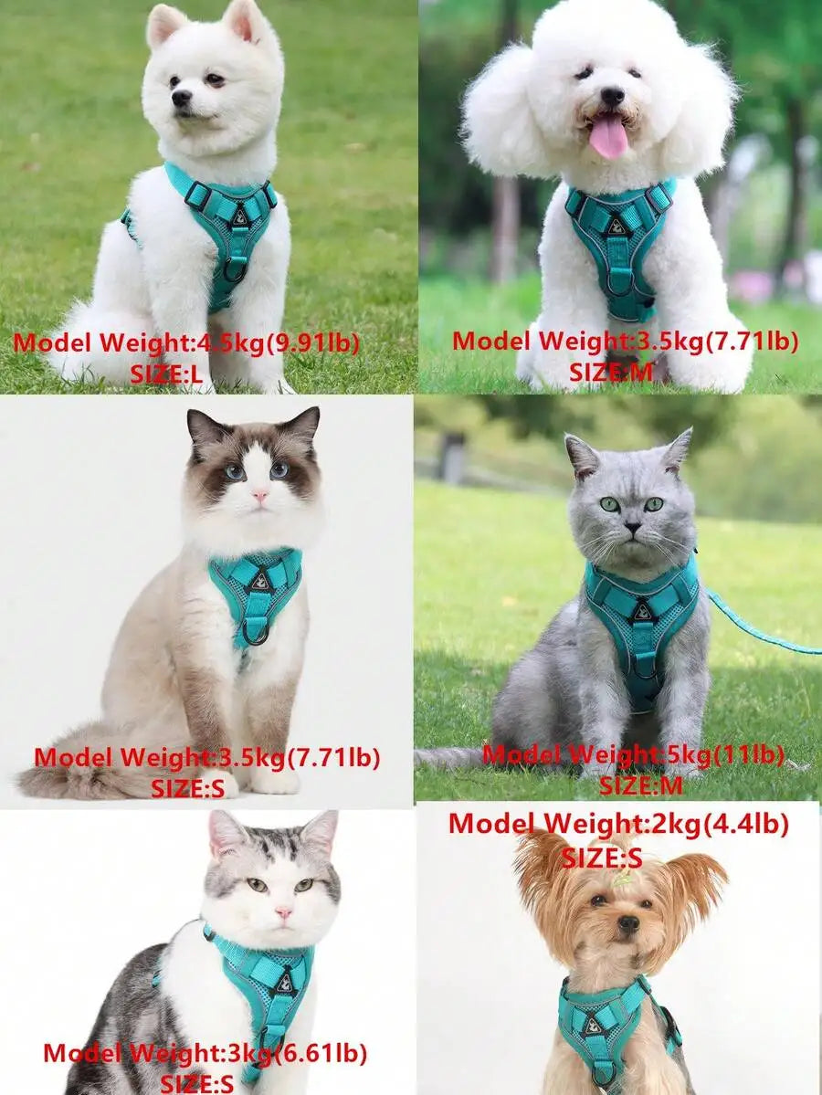 Reflective Adjustable Cat And Dog Harness Leash Set