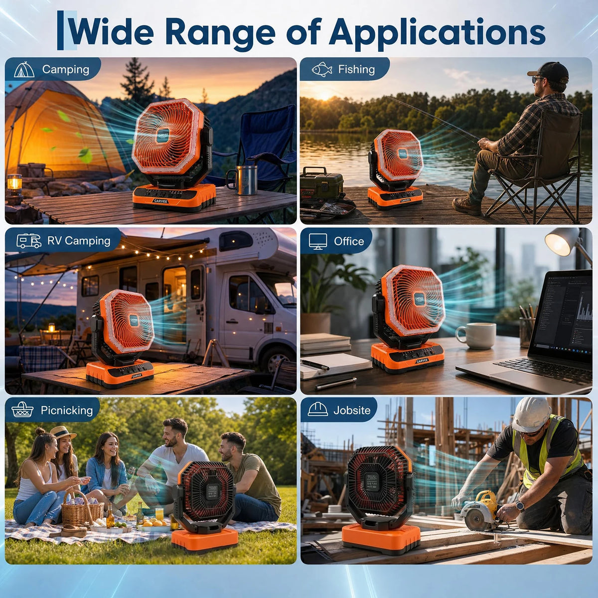 HiMISS Portable Camping Fan 40000mAh With Remote Timer LED Light