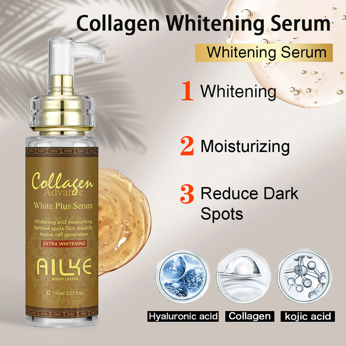 AILKE Skin Whitening Face Serum With Organic Collagen