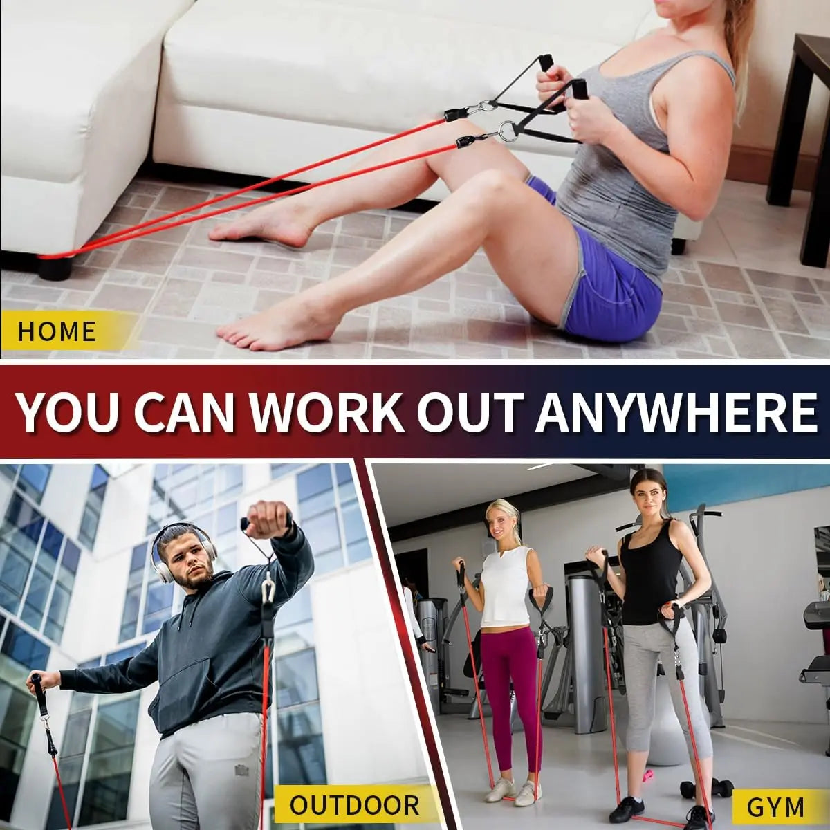 Whatafit 5 Levels Resistance Bands Set With Handles Door Anchor