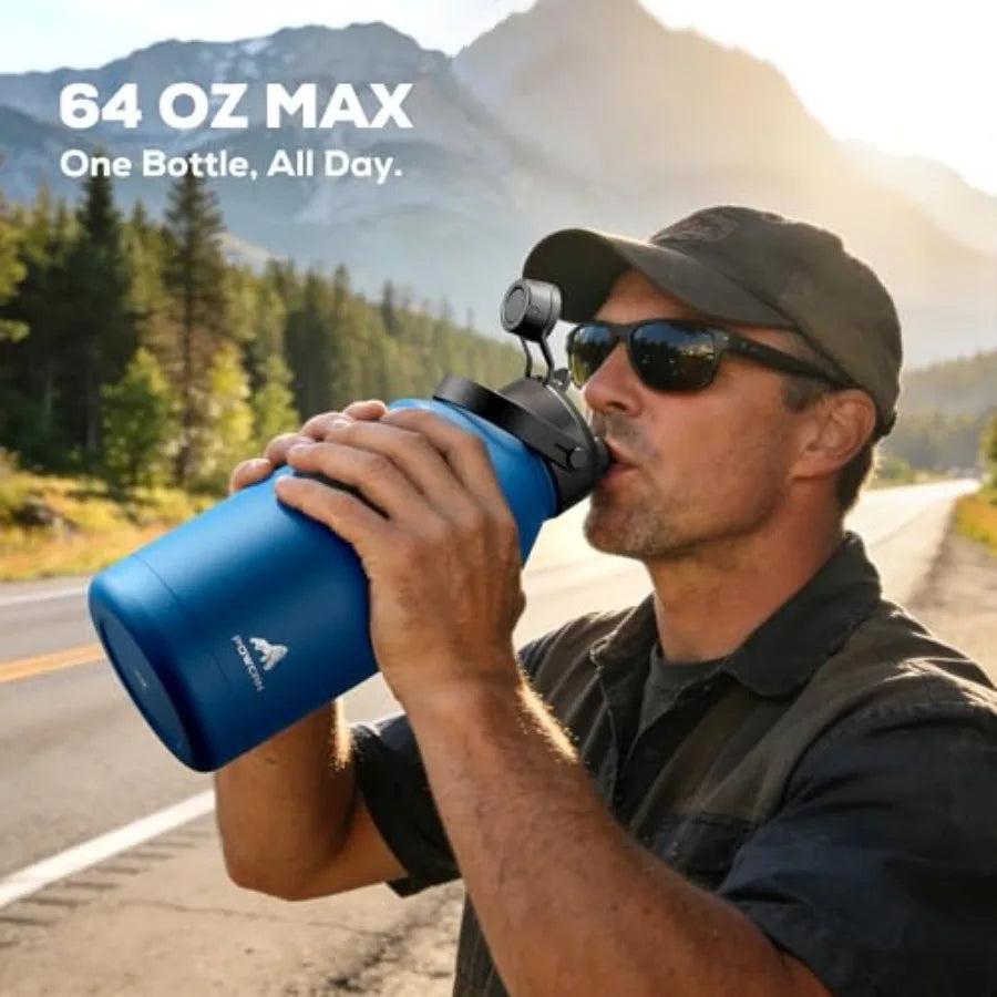 Leakproof Insulated Water Bottle With Straw Spout Lid