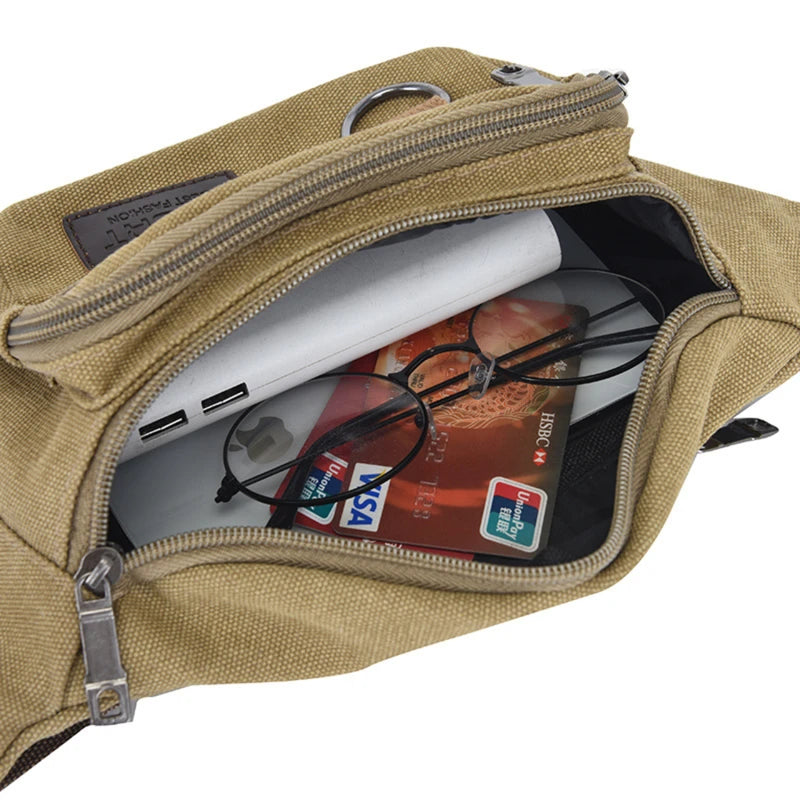 Canvas Chest Bag And Waist Pocket Pack