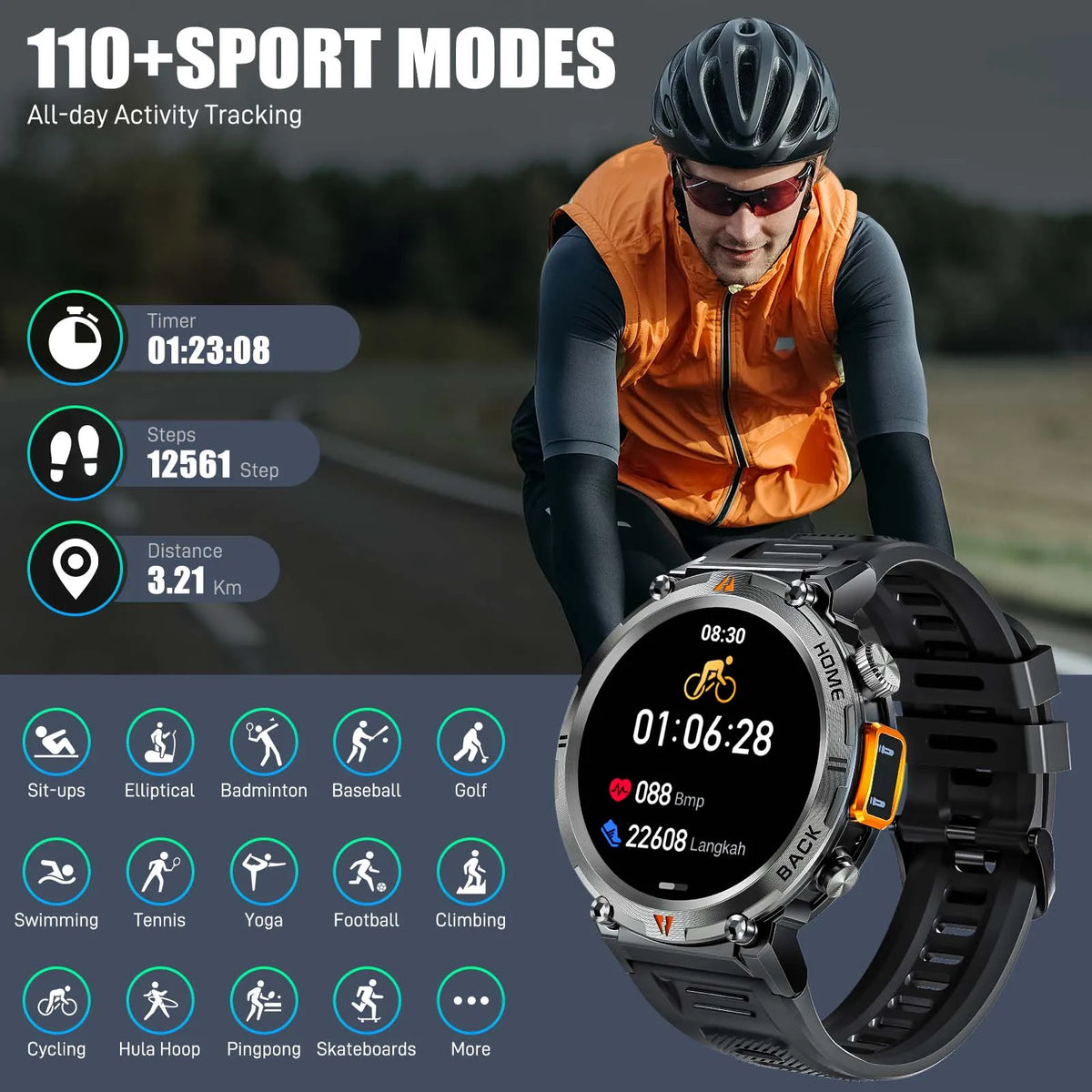 EIGIIS KE3 Smartwatch For Men Bluetooth Call Heart Rate Monitor Full Touch