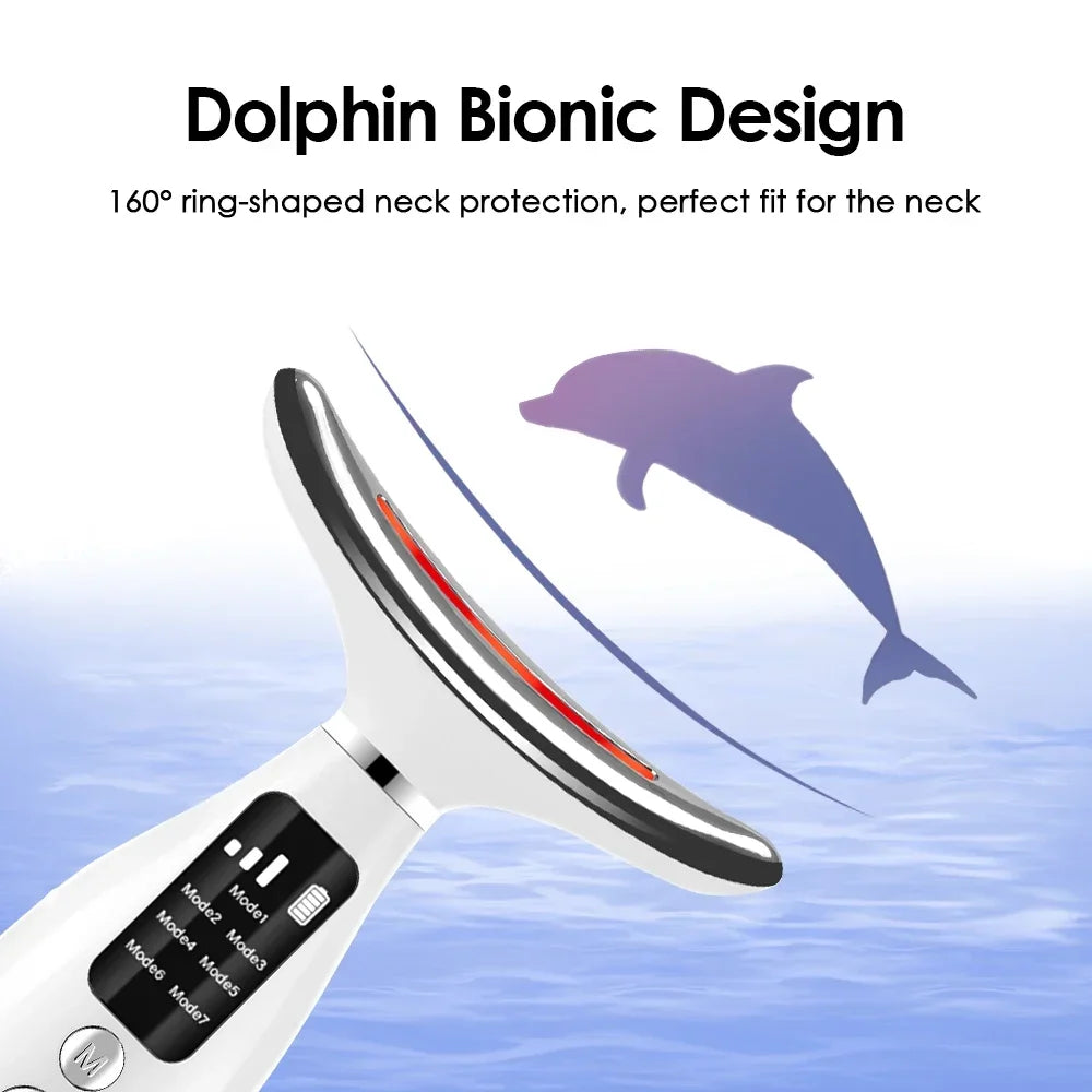 Portable 7 Colors LED Light Therapy Face And Neck Massager With Gentle Vibration
