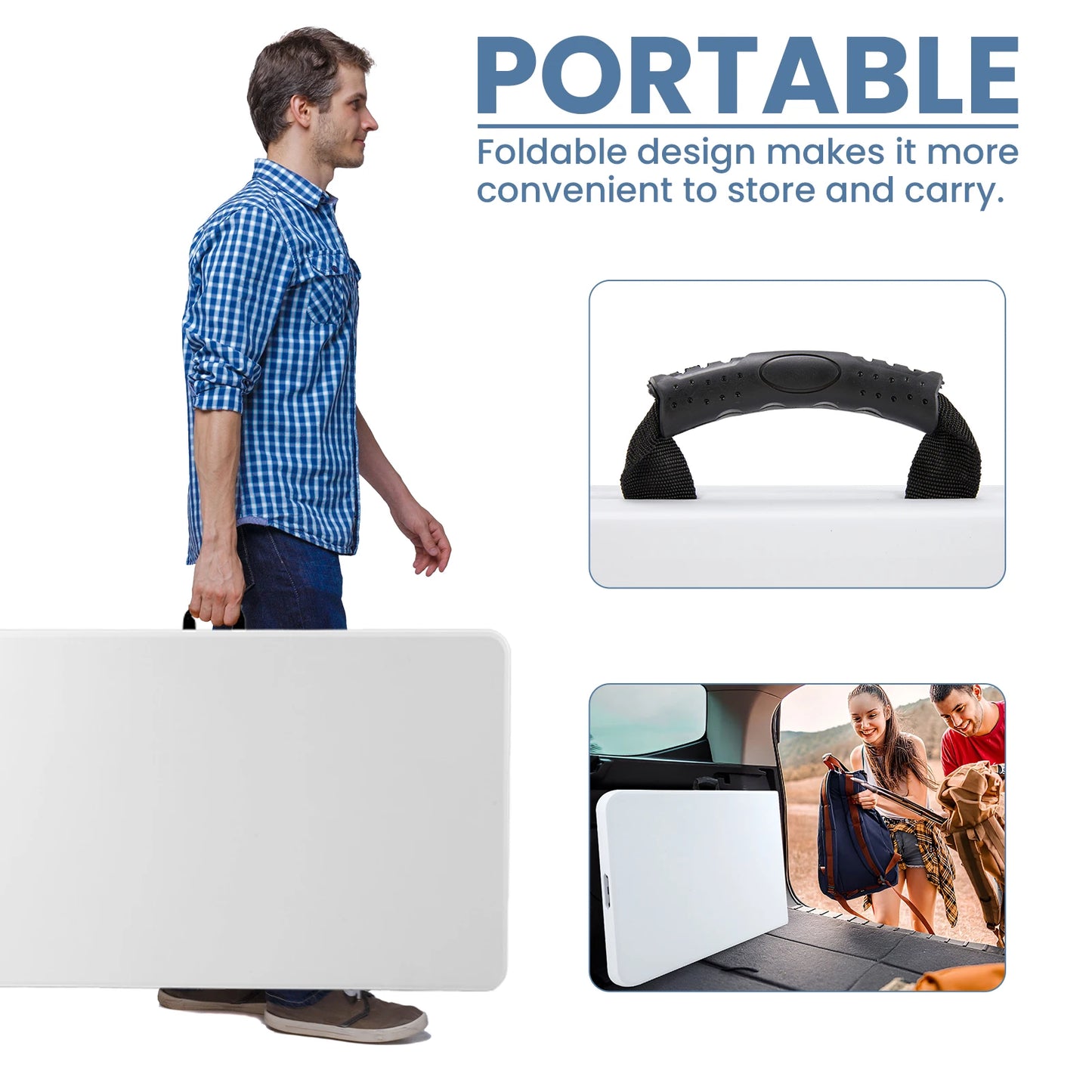 JHK Heavy Duty Folding Table Featuring Safety Lock Carry Handle