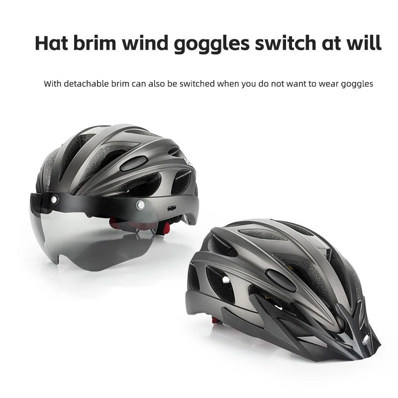 Rocbros Lightweight Integrated Cycling Helmet With Goggles For Men And Women