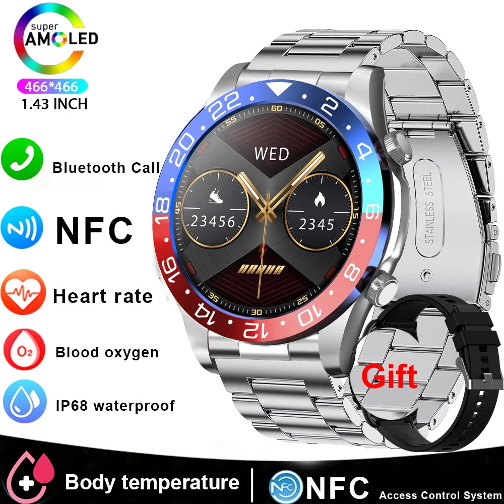 Smart Watch Men With AMOLED Screen Bluetooth Call Heart Rate