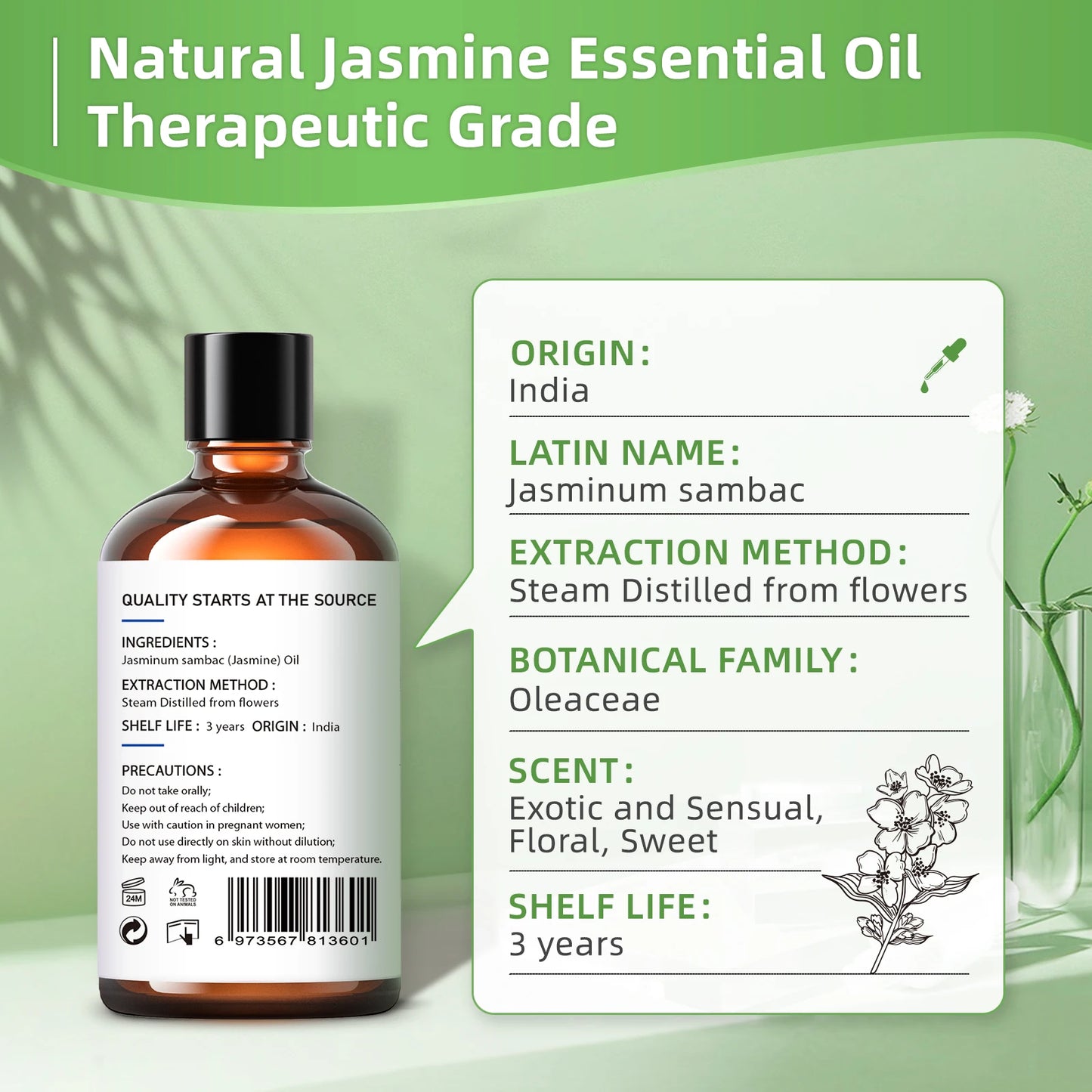 HIQILI Jasmine Ylang Ylang Orange Essential Oil For Diffuser And Humidifier