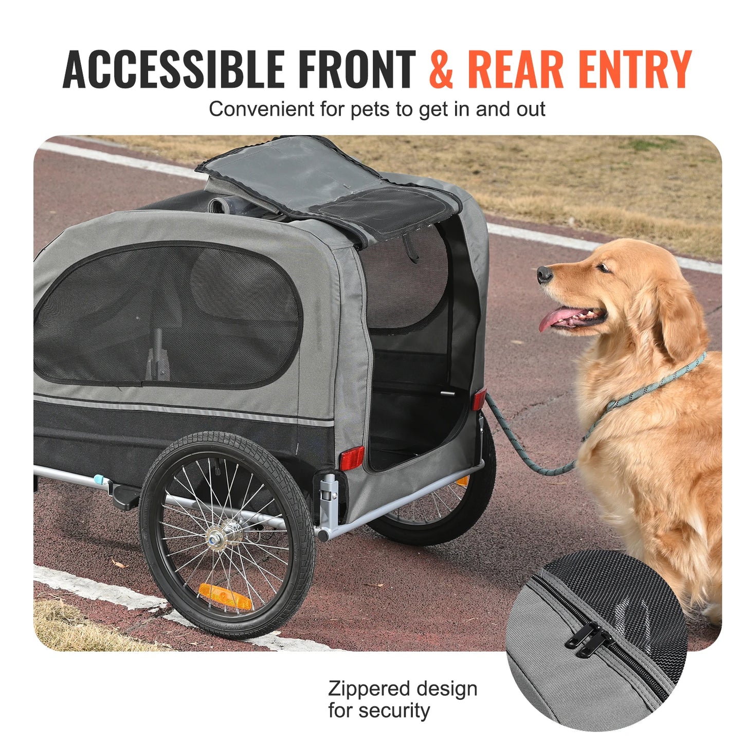 SucceBuy Collapsible Pet Dog Bike Trailer Carrier Reflectors Flag Wheels