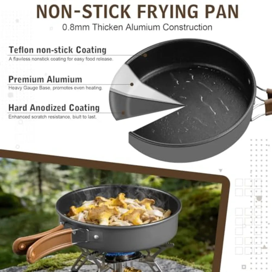 18 Piece Stainless Steel Camping Cookware Mess Kit Set