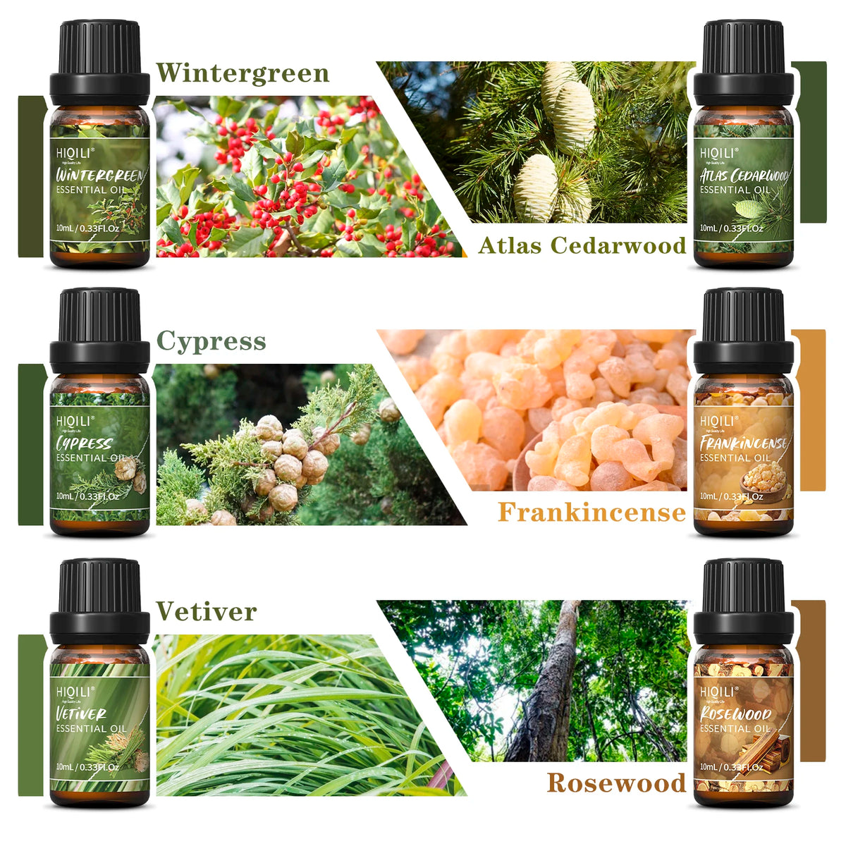 Hiqili Woody Fragrance Essential Oil Gift Set For Aromatherapy