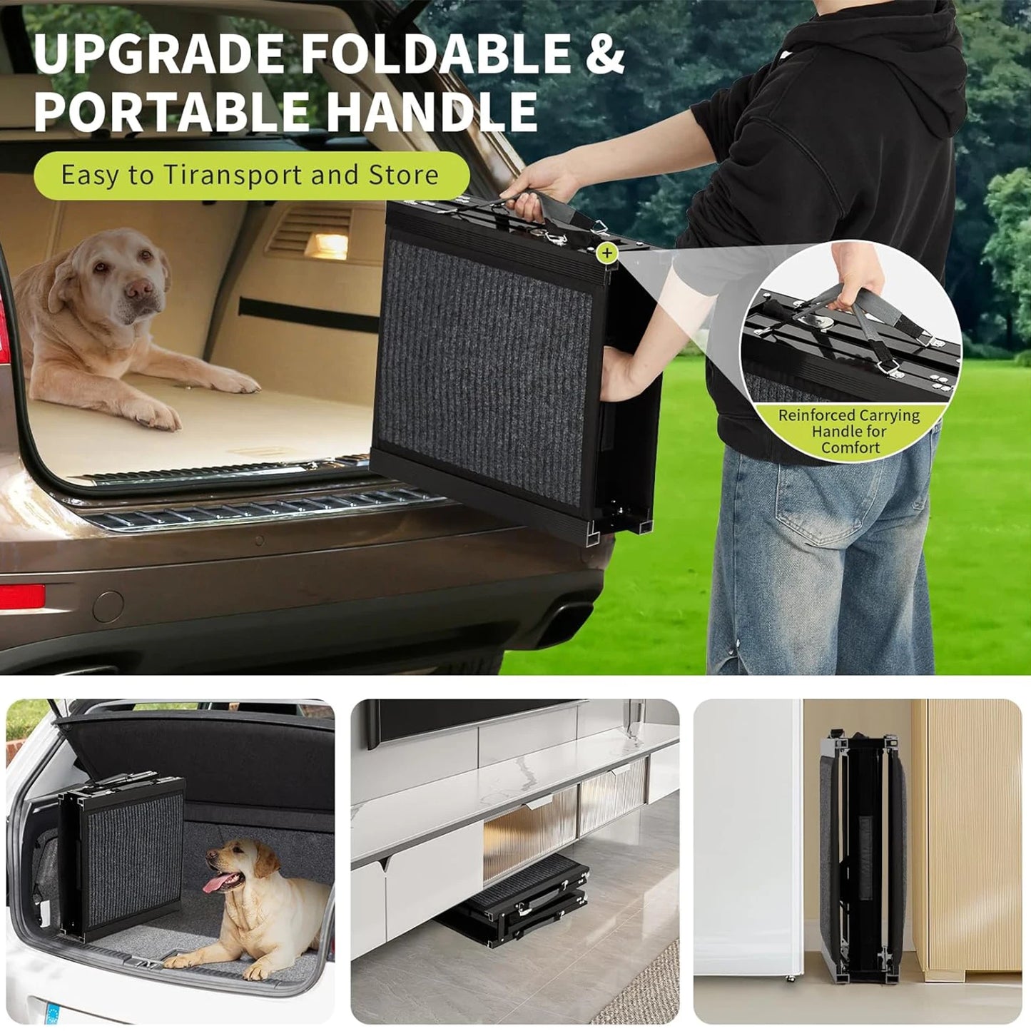 Upgraded Dog Ramp For Cars Folding Pet Ramp For Large Dogs With Non-Slip Surface Portable Outdoor Dog Car Ramp Up to 250 LBS
