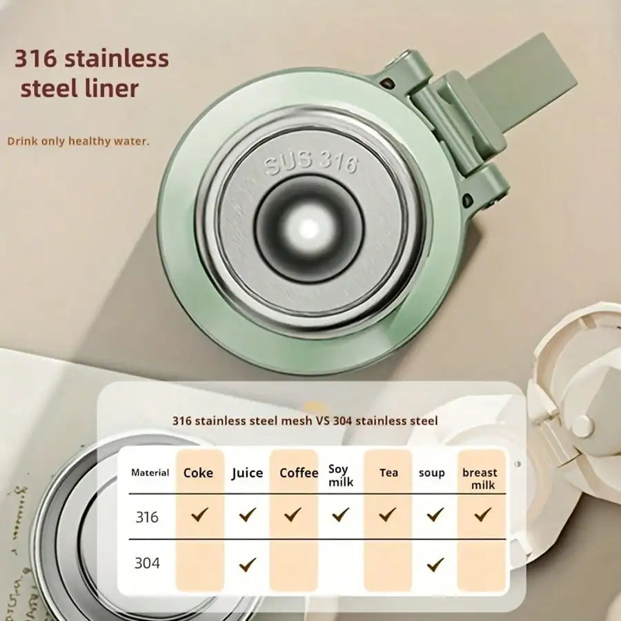 304 Stainless Steel Portable Thermal Water Bottle With Cup Lid
