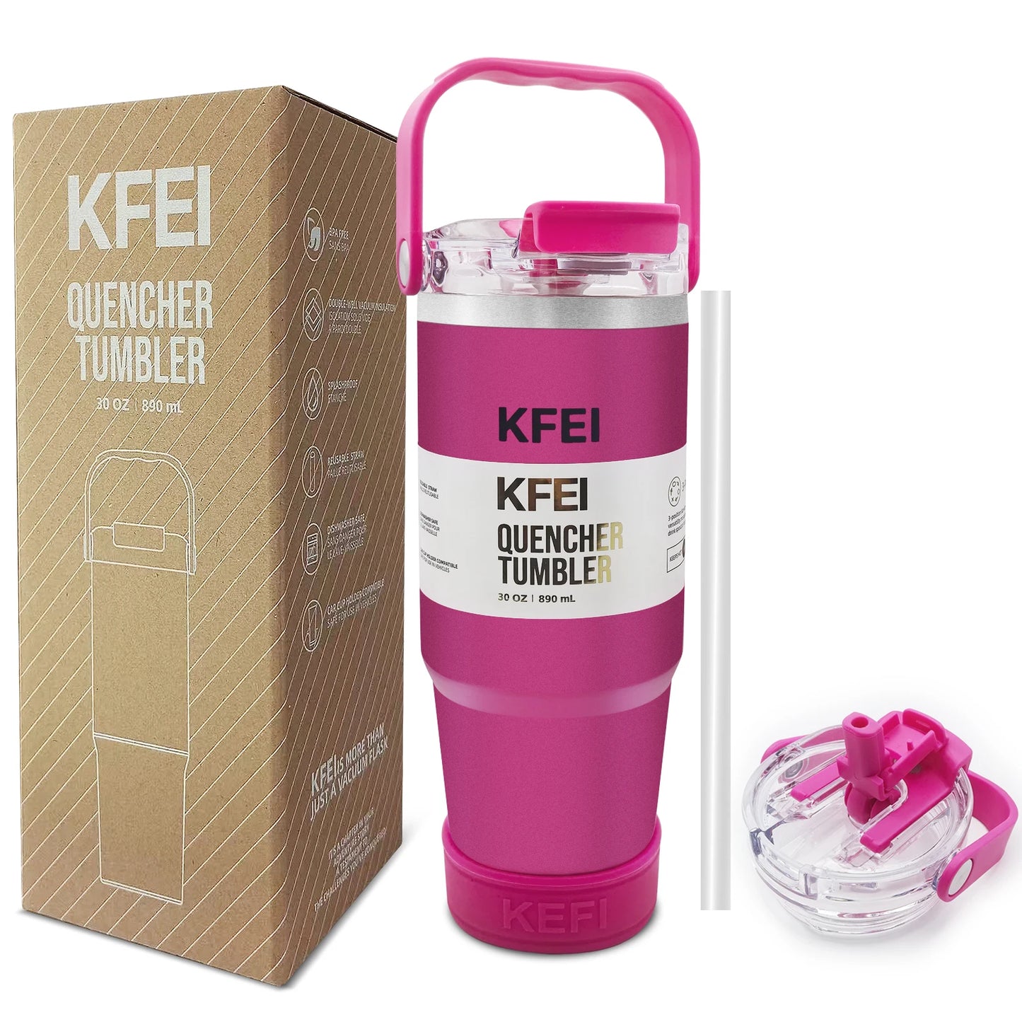 30 Ounce Double Wall Stainless Steel Insulated Tumbler With Lid And Straw