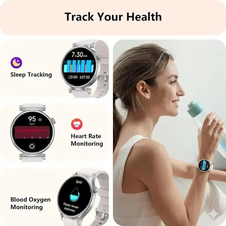 W&O Smart Watch for Women AMOLED 1.8 Inch Bluetooth Calls Health Tracker