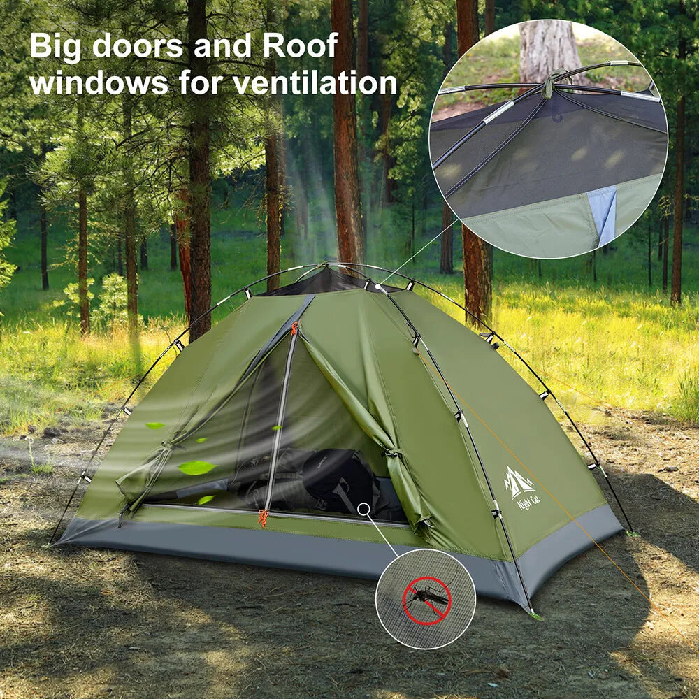 Night Cat Lightweight Backpacking Tent Adults Rainproof Easy Setup Camping