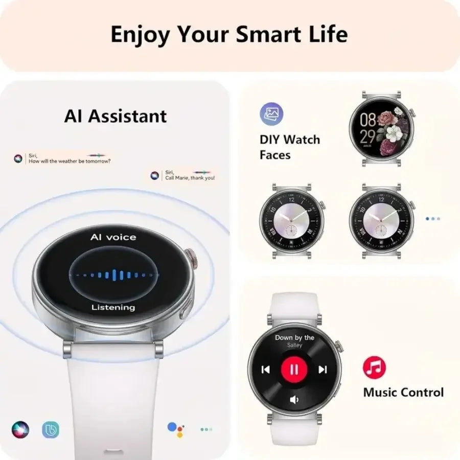 W&O Smart Watch for Women AMOLED 1.8 Inch Bluetooth Calls Health Tracker