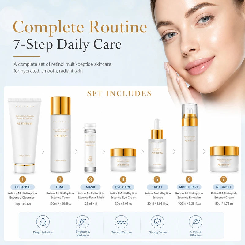 Retinol Multi Peptide Skincare Set Hydrating Face Routine Gift Box