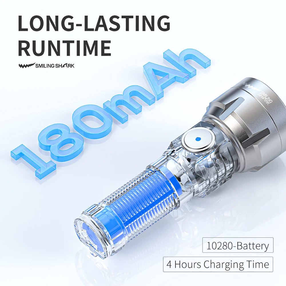 Smiling Shark Rechargeable LED Flashlight Super Bright Handheld Aluminum Lamp