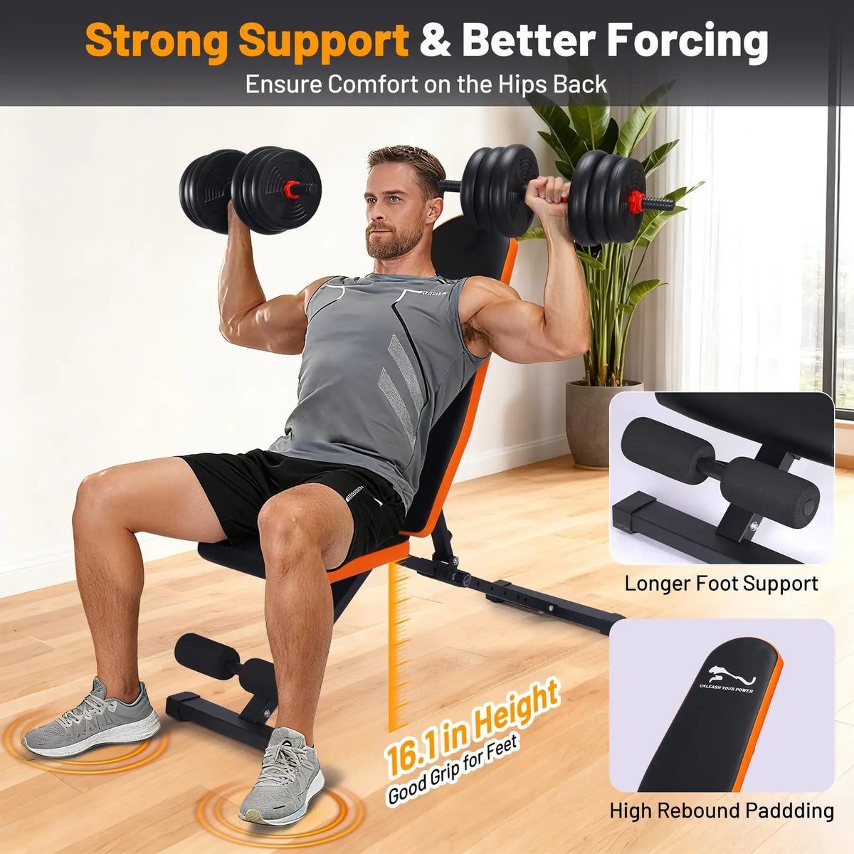 Heavy Duty Adjustable FID Weight Bench Collapsible Home Gym Bench