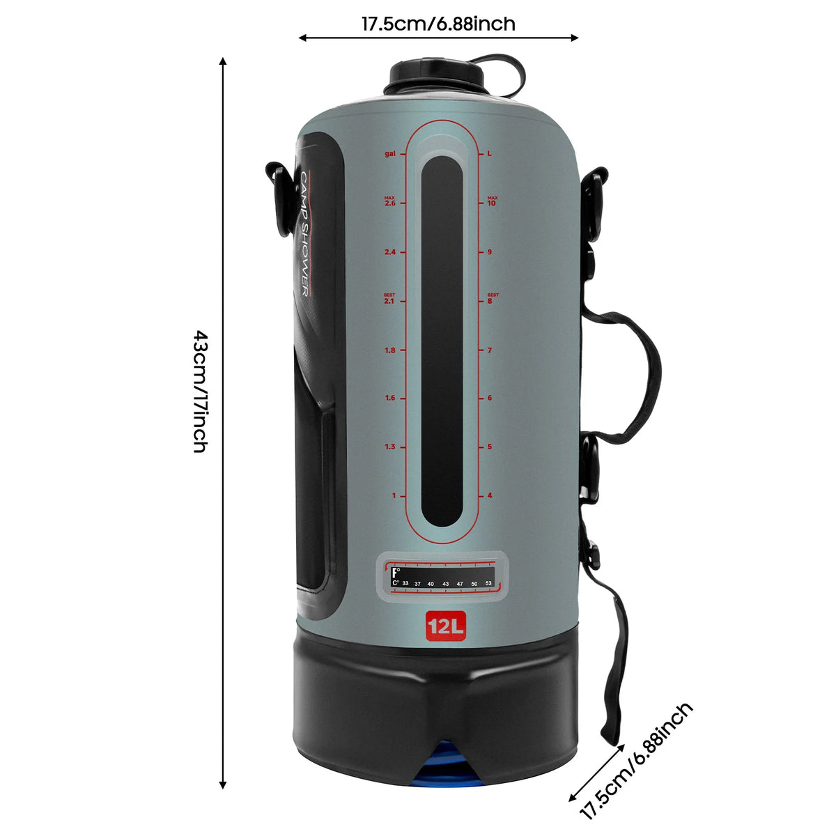 Bymaocar 12L Portable Camping Shower Bag With Hose