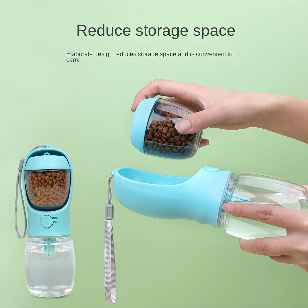 Portable Plastic Dog Cat Water Bottle With Storage Bowl
