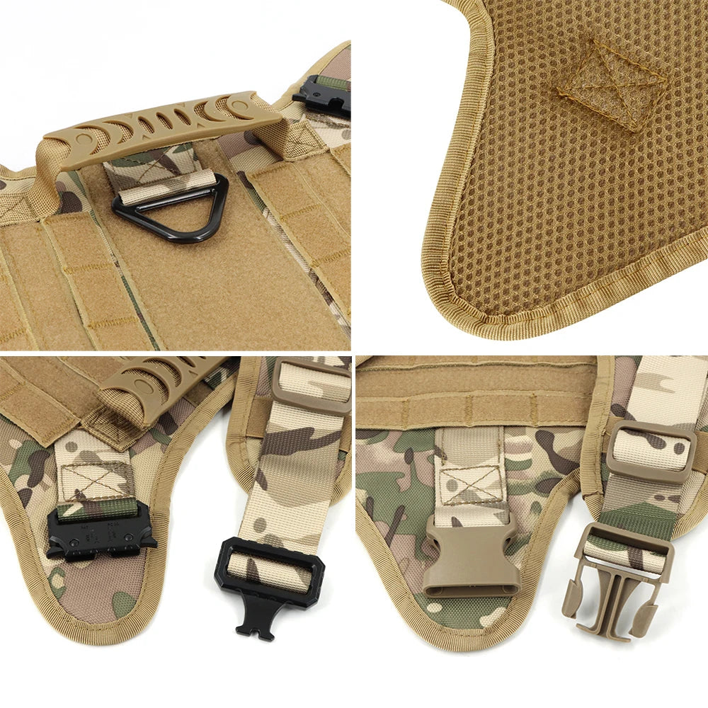 Tactical Dog Harness Leash Set Military Training Vest No Pull