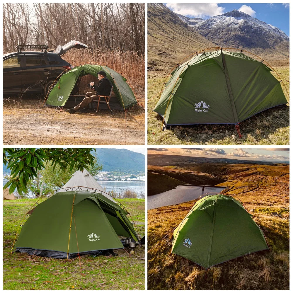 Night Cat Backpacking Tent Two Person Double Layer Waterproof Lightweight